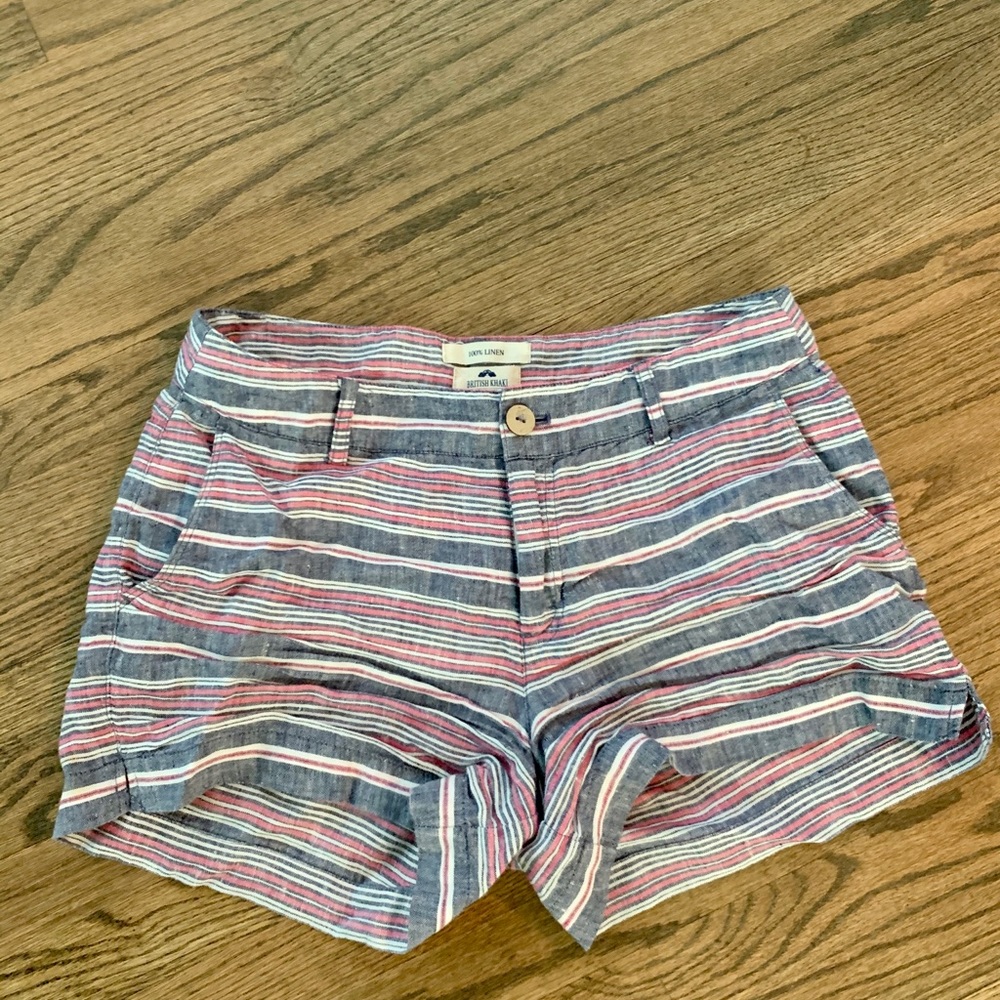 British khaki linen shorts